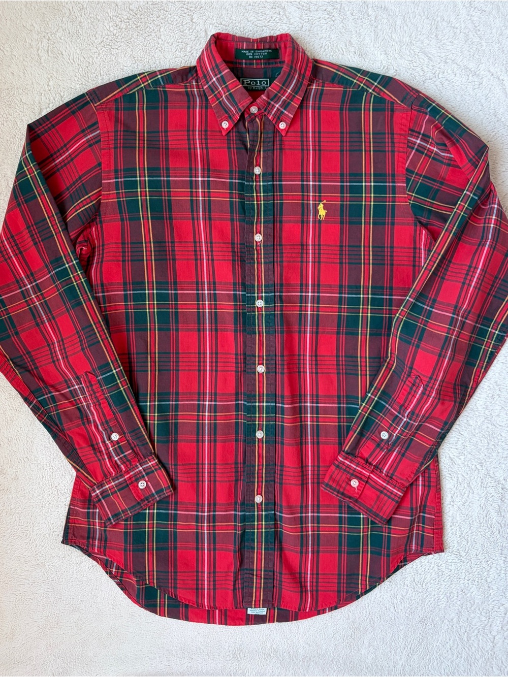 Polo by Ralph Lauren Red and Green Plaid Button-Down Shirt Boy’s Size Large